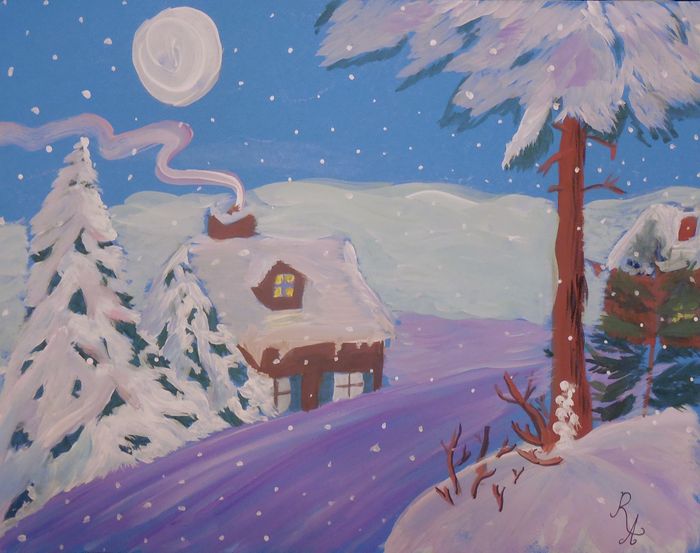 Art Studio PALETTE. Angelina Rudakova Picture. Greeting Card  Holidays Christmas 